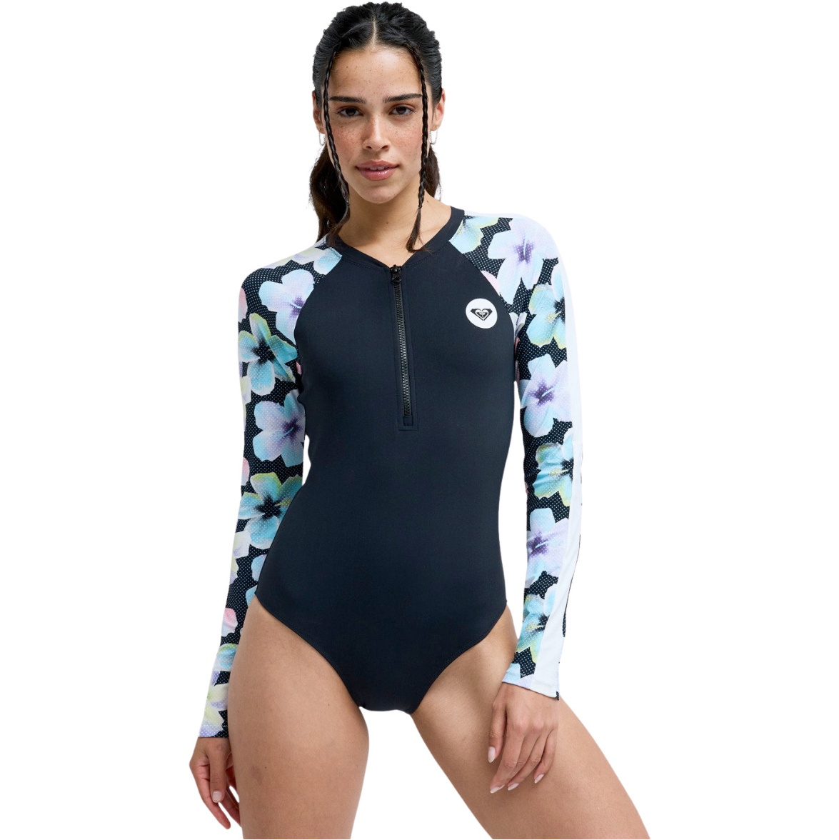 2026 Roxy Womens Roxy Active Long Sleeve Surf Suit ERJWR03927 - Anthracite Im Fleur Real